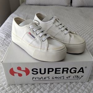 Superga Platform Sneakers White 37 Woman Canvas